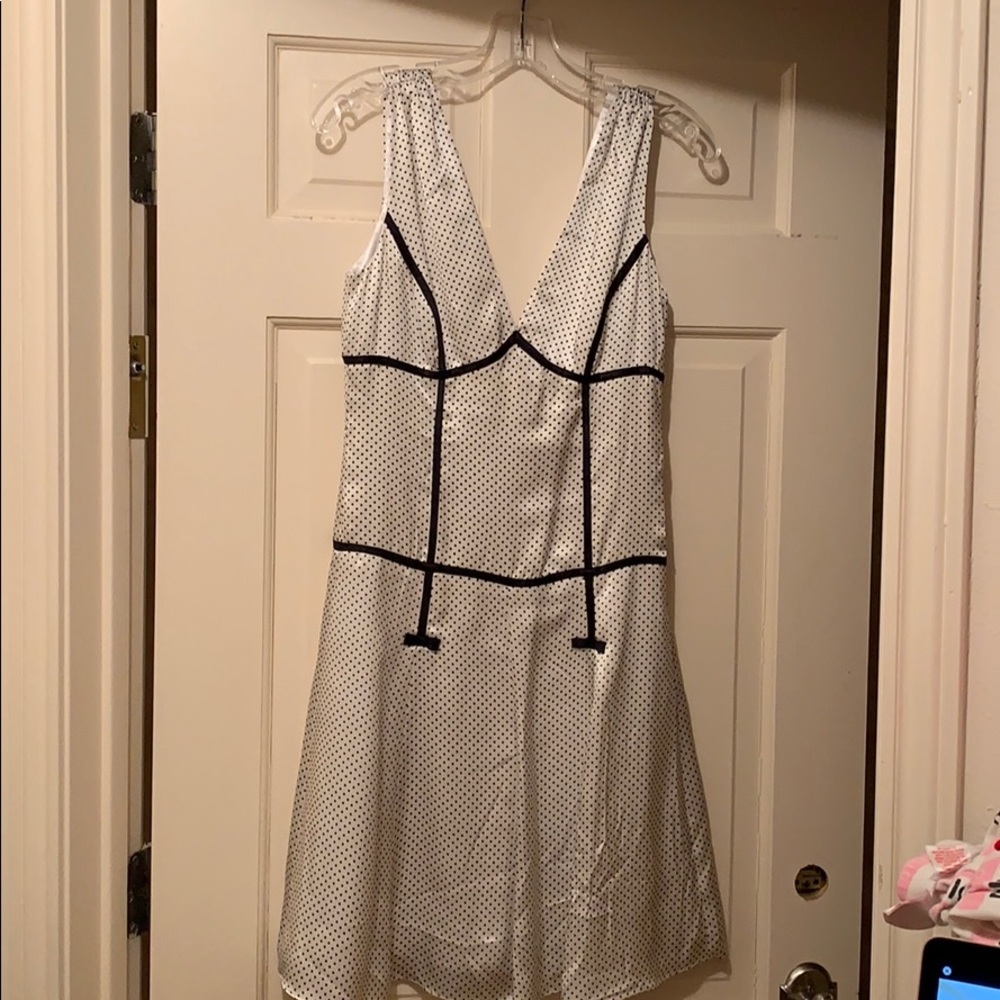 Silk black and white polka dot dress